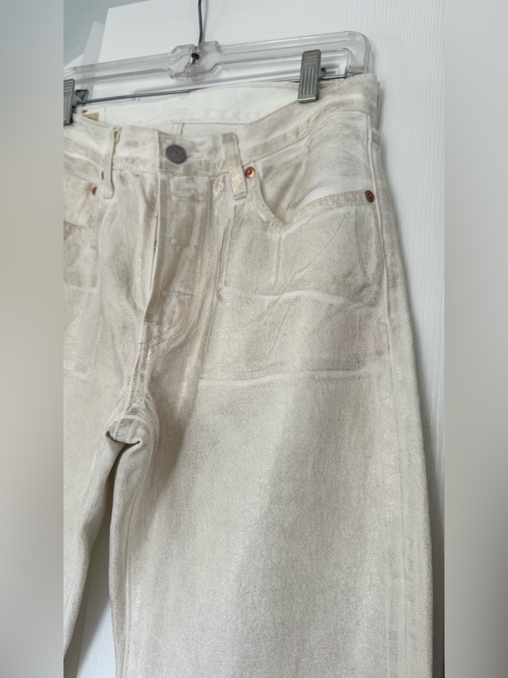 Levi’s Premium 501 ’90s Metallic Gold Coated Straight Jeans 25 x 30